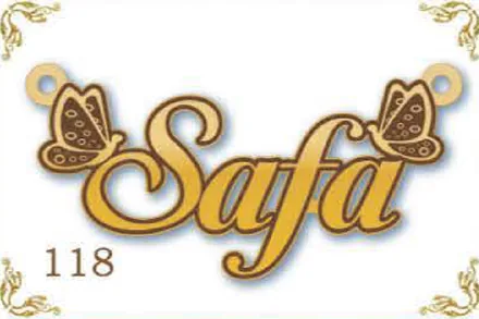 Design 118 — Safa, a custom gold name plate cut by Royal Jewelry