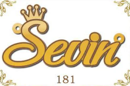 Design 181 — Sevin, a custom gold name plate cut by Royal Jewelry