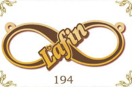 Design 194 — Rafin, a custom gold name plate cut by Royal Jewelry