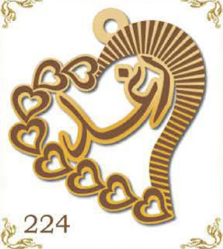 Design 224 — غزل, a custom gold pendant cut by Royal Jewelry