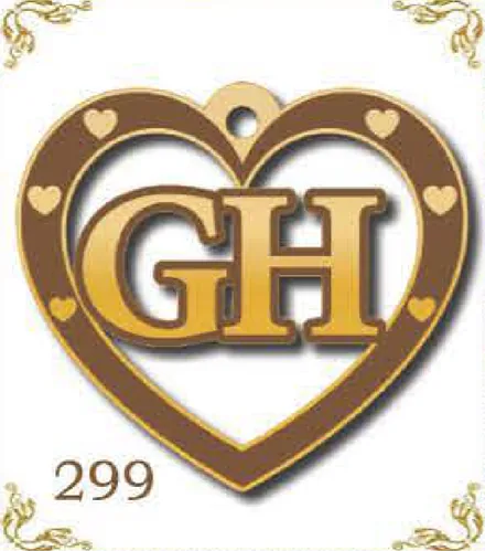 Design 299 — G, H, a custom gold pendant cut by Royal Jewelry