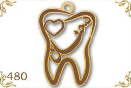 Design 480 — Tooth, a custom gold name plate cut by Royal Jewelry