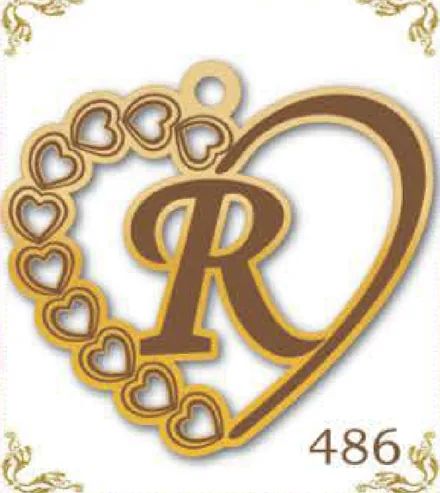 Design 486 — R, a custom gold pendant cut by Royal Jewelry