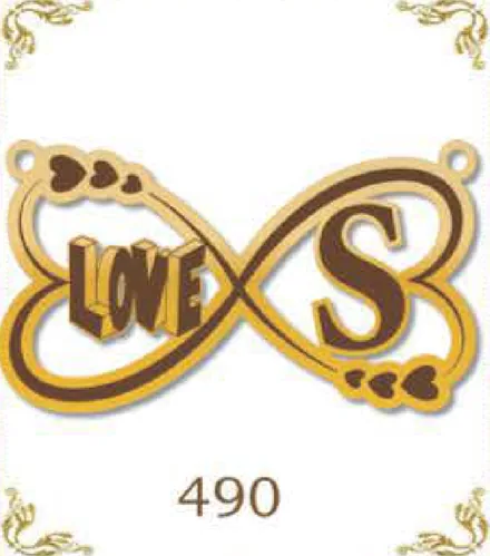 Design 490 — Love, S, a custom gold pendant cut by Royal Jewelry