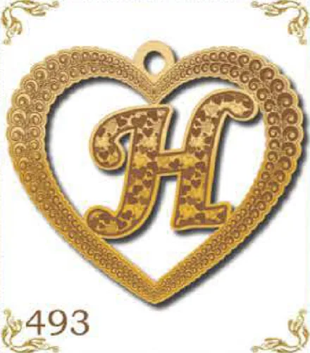 Design 493 — H, a custom gold pendant cut by Royal Jewelry
