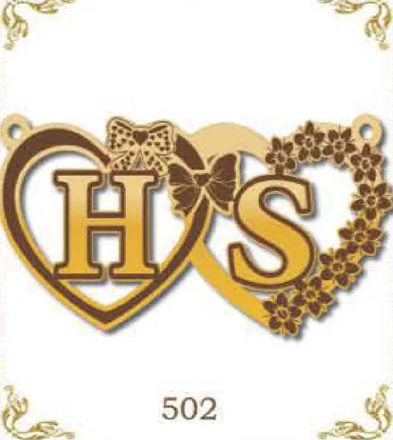Design 502 — H, S, a custom gold pendant cut by Royal Jewelry