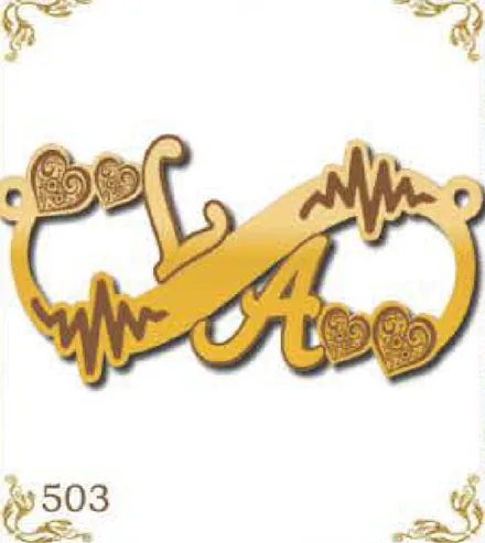 Design 503 — L, A, a custom gold pendant cut by Royal Jewelry
