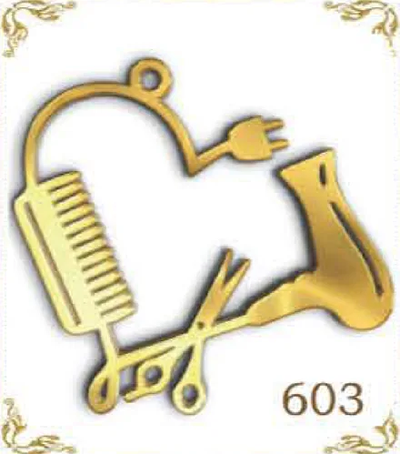 Design 603 — Hairdresser, a custom gold pendant cut by Royal Jewelry