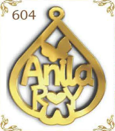 Design 604 — Anila Roy, a custom gold pendant cut by Royal Jewelry