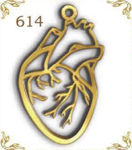 Design 614 — Anatomical heart, a custom gold pendant cut by Royal Jewelry