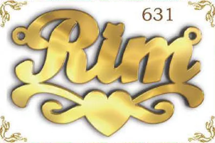 Design 631 — Rim, a custom gold name plate cut by Royal Jewelry