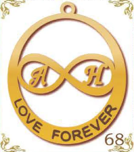 Design 68 — A, H — Love Forever, a custom gold pendant cut by Royal Jewelry