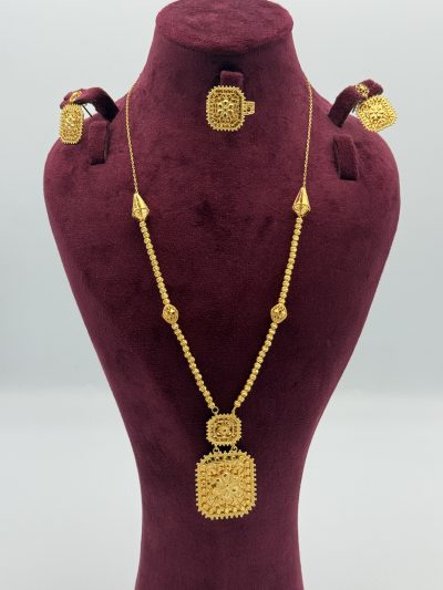 21K Gold Khaliji Square Beeds Unique Set — 21K gold, Royal Jewelry