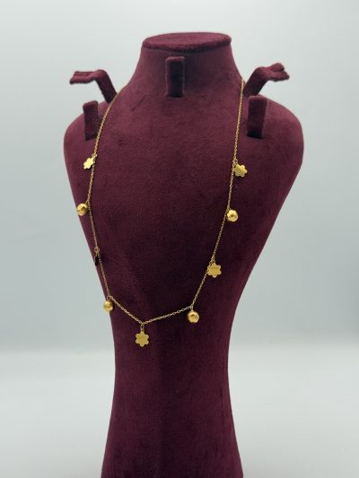 21K Gold Balls With Flower Necklace