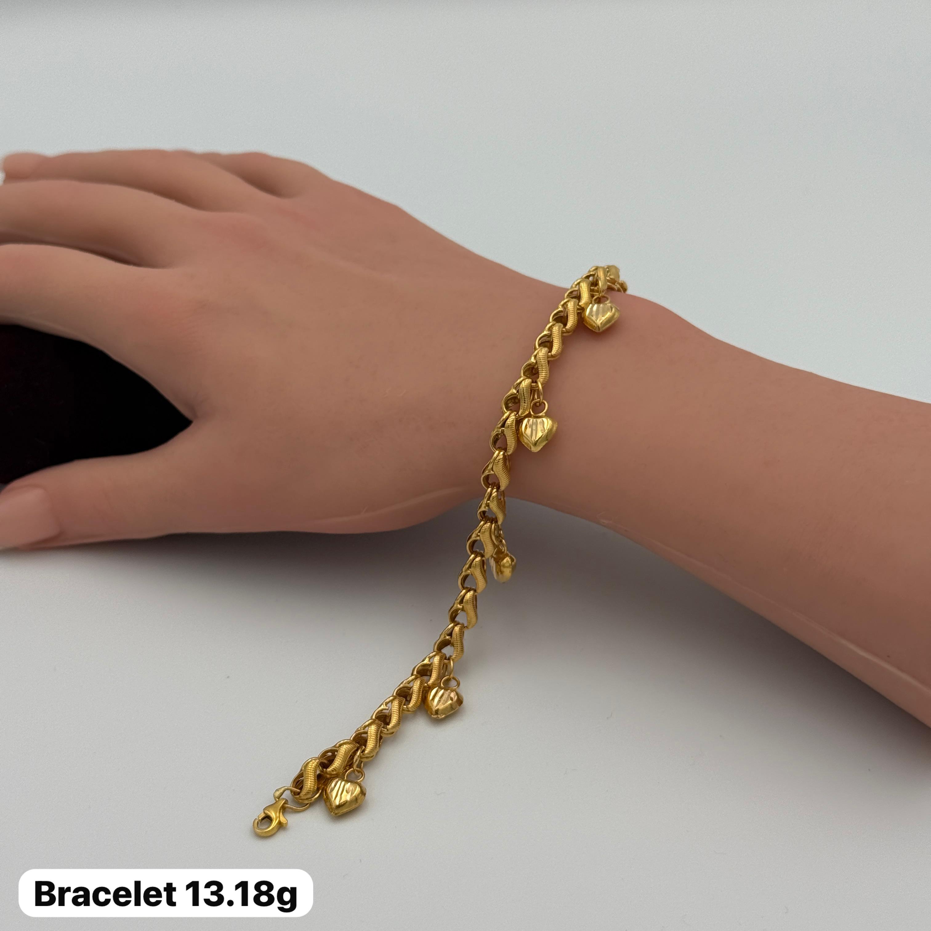 21K Gold Heart Bracelet