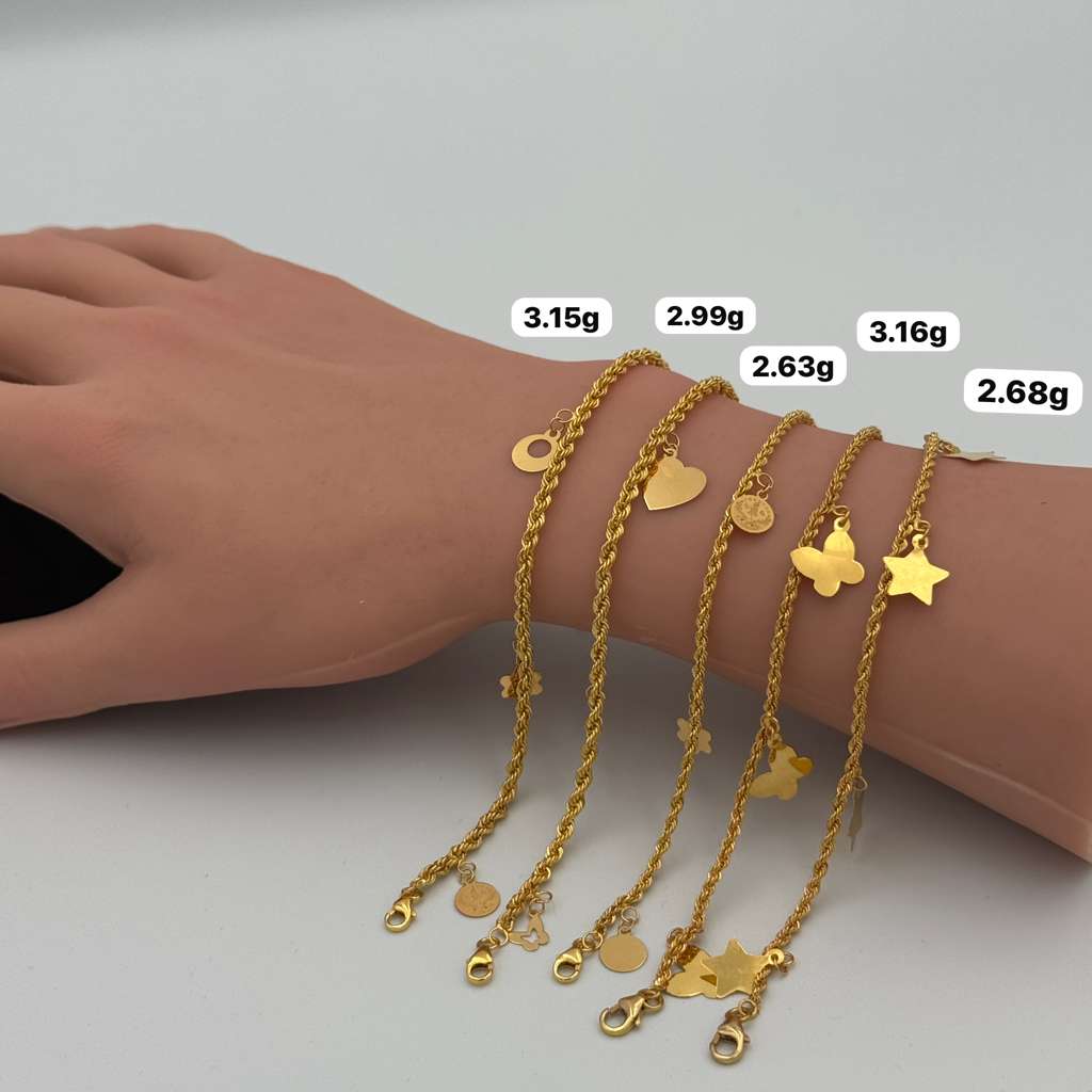 21K Gold Heart Bracelet