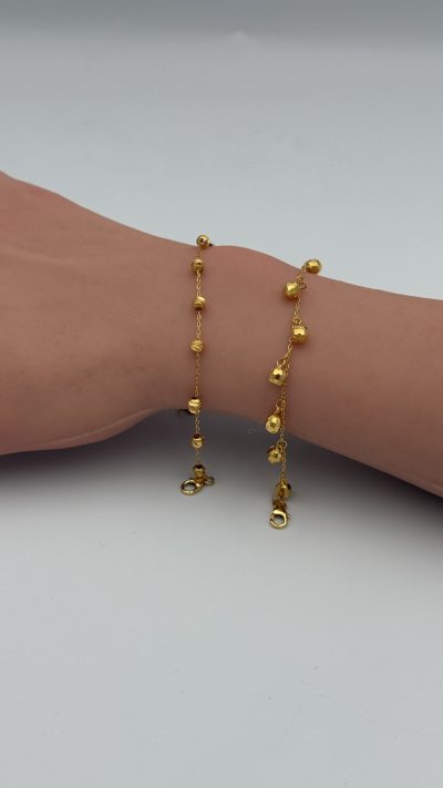 21K Gold Beads Dang Bracelet — 21K gold, Royal Jewelry