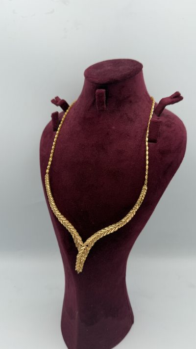 21K Gold Leaf Necklace — 21K gold, Royal Jewelry